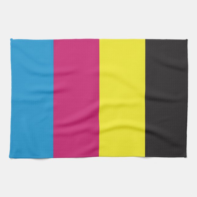 cmyk stripes background pattern graphic color cyan tea towel (Horizontal)