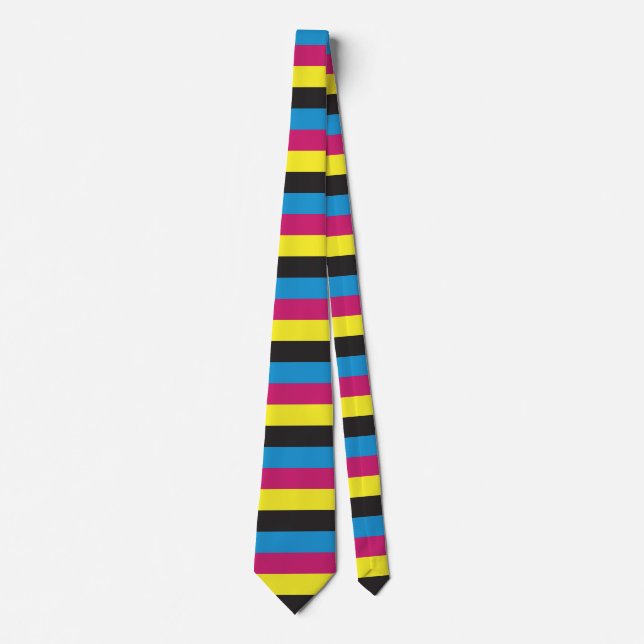 cmyk stripes background pattern graphic color cyan tie (Front)