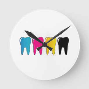 CMYK tooth Round Clock