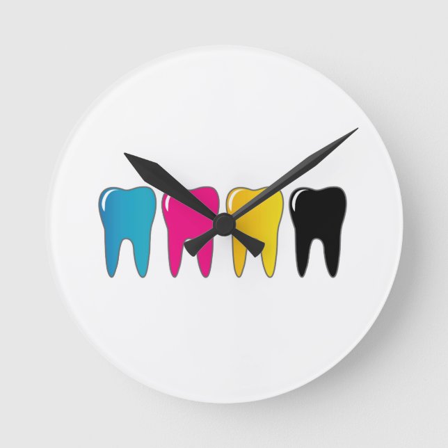 CMYK tooth Round Clock (Front)