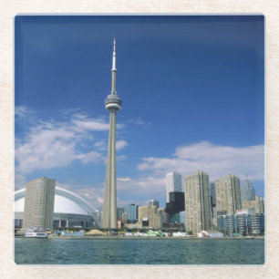 CN Tower and Skydome in Toronto, Ontario Glass Coaster