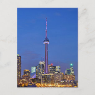 CN Tower Illuminated at Night in Toronto Canada Postcard