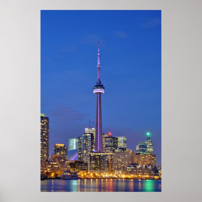 CN Tower Illuminated at Night in Toronto Canada Poster (Front)