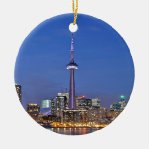 CN Tower in Toronto at night Ceramic Ornament
