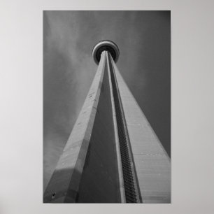 CN Tower Toronto Canada Black & White Photo Poster