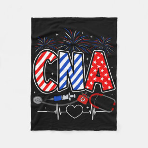 Cna 4th Of July American Flag Patriotic Usa Stetho Fleece Blanket