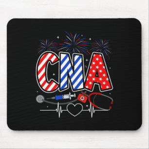 Cna 4th Of July American Flag Patriotic Usa Stetho Mouse Pad