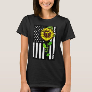 Cna American Flag With Sunflowers Patriotic Nurse T-Shirt