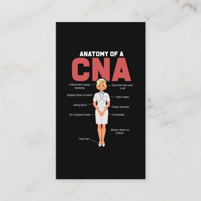 CNA Anatomy Nurse Certified Nursing Assistant Business Card (Front)