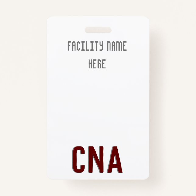 CNA Badge Hanger, Customizable ID Badge (Front)