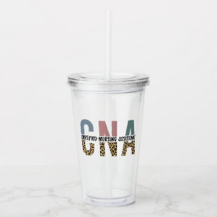 CNA Certified Nursing Assistant Cheetah Print Acrylic Tumbler