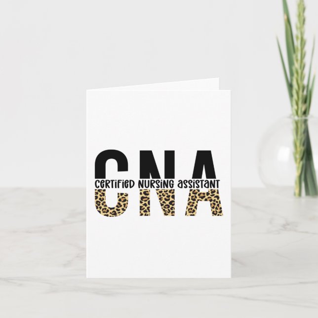 CNA Certified Nursing Assistant Cheetah Print Card (Front)