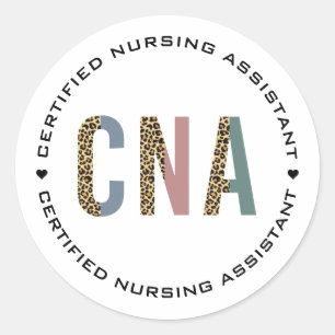 CNA Certified Nursing Assistant Cheetah Print Classic Round Sticker