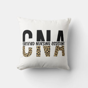 CNA Certified Nursing Assistant Cheetah Print Cushion