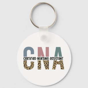 CNA Certified Nursing Assistant Cheetah Print Key Ring