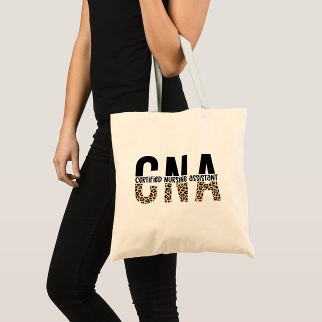 CNA Certified Nursing Assistant Cheetah Print Tote Bag (Front (Product))