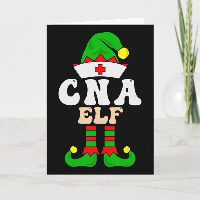 Cna Certified Nursing Istant Elf Xmas Matching Gro Card (Front)