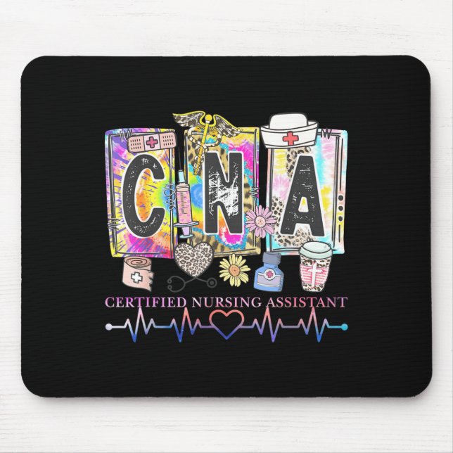 Cna Certified Nursing Istant Groovy Flower Nurses Mouse Pad (Front)