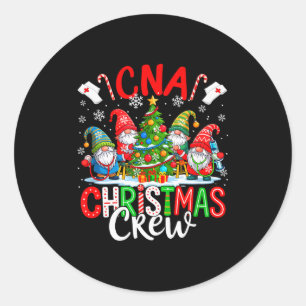Cna Christmas Crew Group Gnomes Nurses Decorating Classic Round Sticker