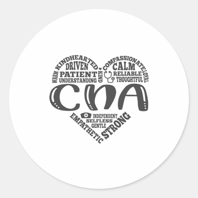 CNA, CNA nurse appreciation, Subway art Classic Round Sticker (Front)