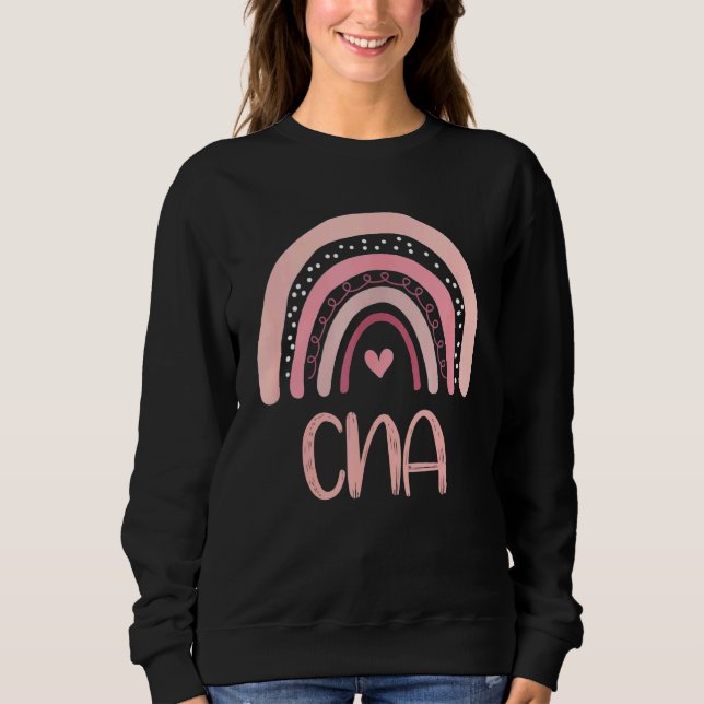 Cna Cute Boho Pink Rainbow Certified Nursing Assis Sweatshirt (Front)