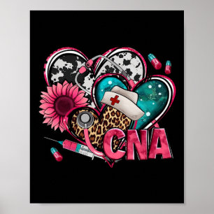 Cna Heart Pink Sunflower Breast Cancer Awareness W Poster