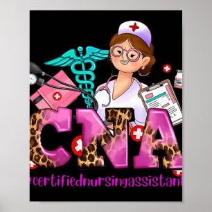 Cna Heart Stethoscope Pink Ribbon Breast Cancer Aw Poster