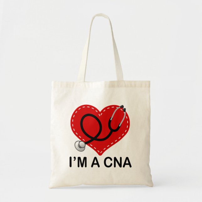 CNA Heart Stethoscope Tote Bag (Front)