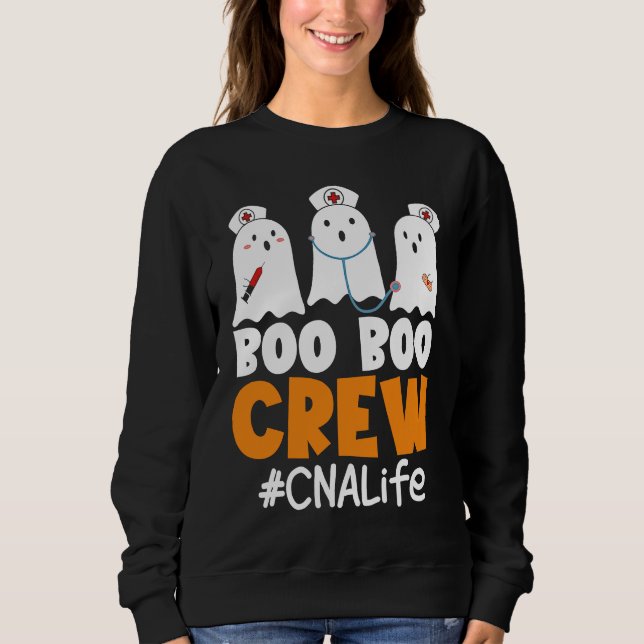 CNA Life Boo Boo Crew Nurse Ghost Halloween Costum Sweatshirt (Front)
