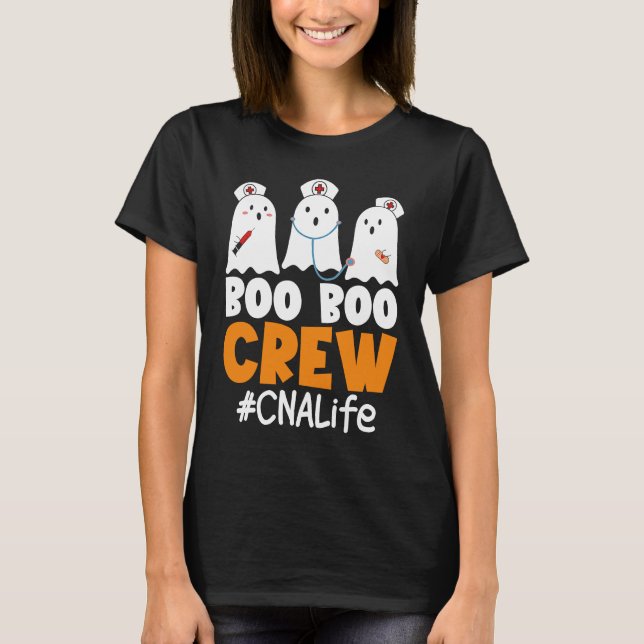 CNA Life Boo Boo Crew Nurse Ghost Halloween Costum T-Shirt (Front)