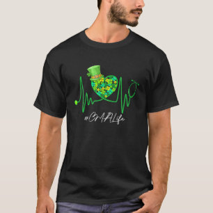 CNA Life Stethoscope Heartbeat Shamrock St Patrick T-Shirt