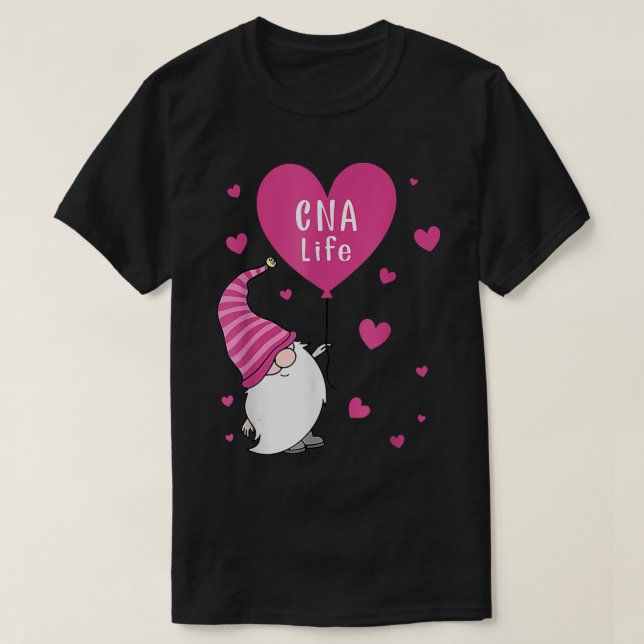 CNA Life Valentine Gnome Nurse Valentines Day  T-Shirt (Design Front)
