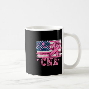 Cna Nurse American Flag Pink Ribbon Breast Cancer Coffee Mug