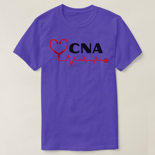 CNA Nurse Assistant with stethoscope heartbeat bla T-Shirt (Design Front)