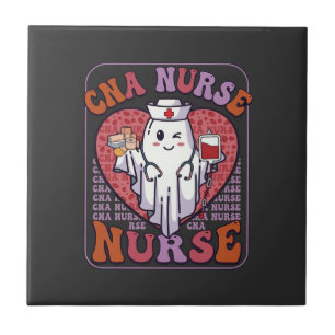 Cna Nurse Halloween Ghost Stethoscope Blood Bag Ceramic Tile