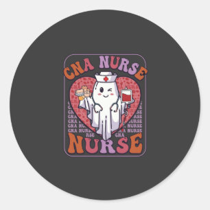 Cna Nurse Halloween Ghost Stethoscope Blood Bag Classic Round Sticker