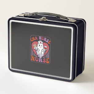 Cna Nurse Halloween Ghost Stethoscope Blood Bag Metal Lunch Box