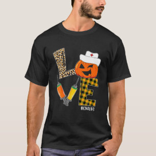 CNA Nurse Halloween Pumpkin Leopard Love Nurse Lif T-Shirt