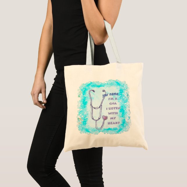 CNA Nurse heart tote bag (Front (Product))