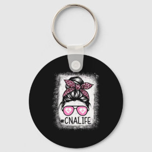 Cna Nurse Life Bleached Shirts Nk Leopard Messy Bu Key Ring