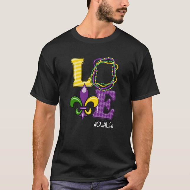 CNA Nurse Mardi Gras Leopard Festival Party T-Shirt (Front)