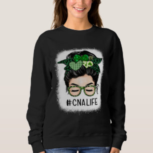 CNA Nurse Nursing Assistant Messy Bun St Patrick s Sweatshirt