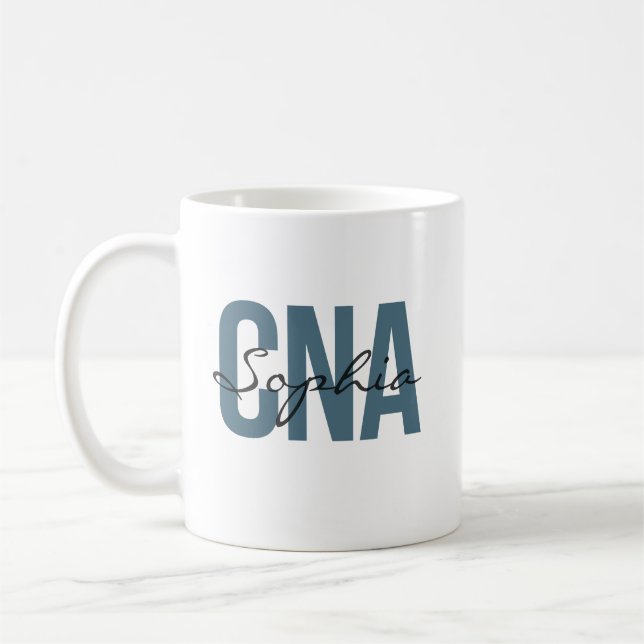 CNA Nurse Personalized Name Bold Typogrphy Coffee Mug (Left)