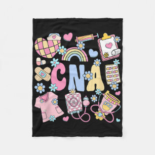 Cna Nurse Stuff Retro Certified Nursing Istant Nur Fleece Blanket
