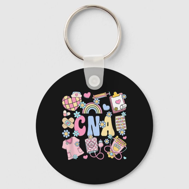 Cna Nurse Stuff Retro Certified Nursing Istant Nur Key Ring (Front)