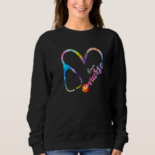Cna Nurse Watercol Love Heart Stethoscope Rn Nurse Sweatshirt