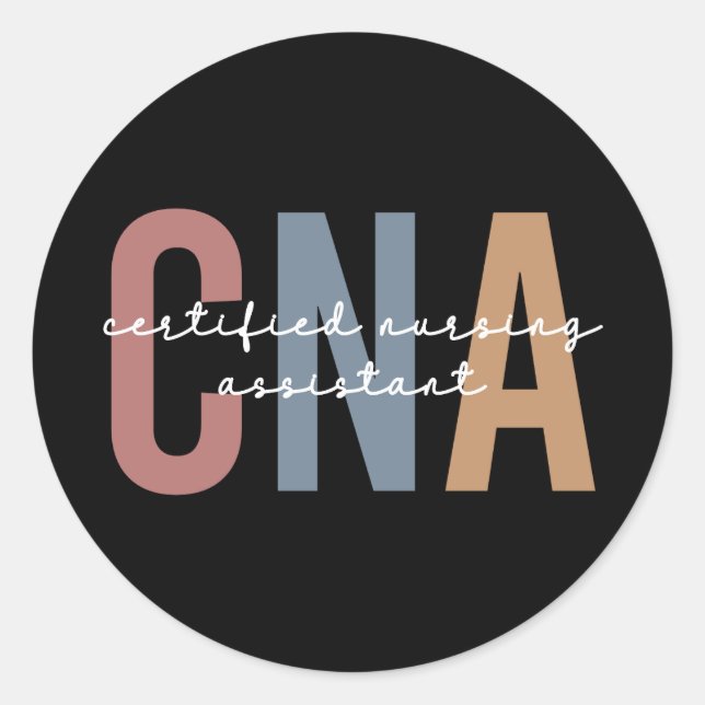 CNA Retro Certified Nursing Assistant Classic Round Sticker (Front)