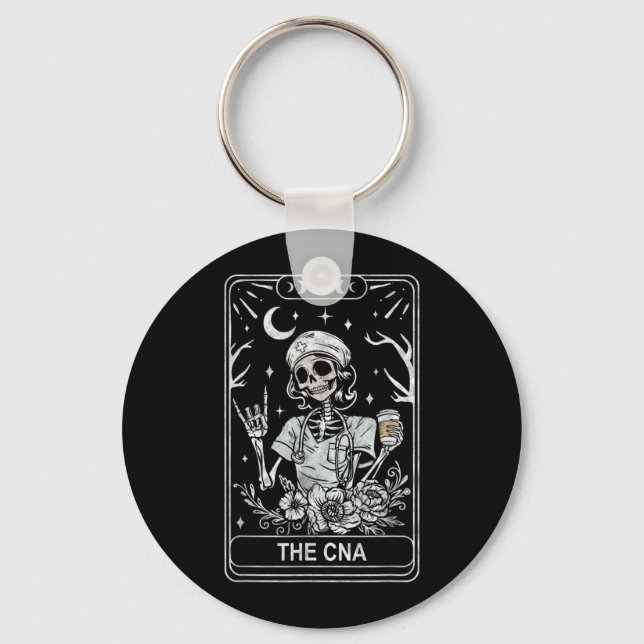CNA Skeleton Certified Nurse istant Tarot Card Key Ring (Front)