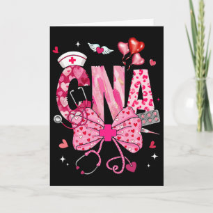 Cna Valentine Coquette Bow Stethoscope Nurse Girl Card