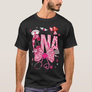 Cna Valentine Coquette Bow Stethoscope Nurse Girl T-Shirt